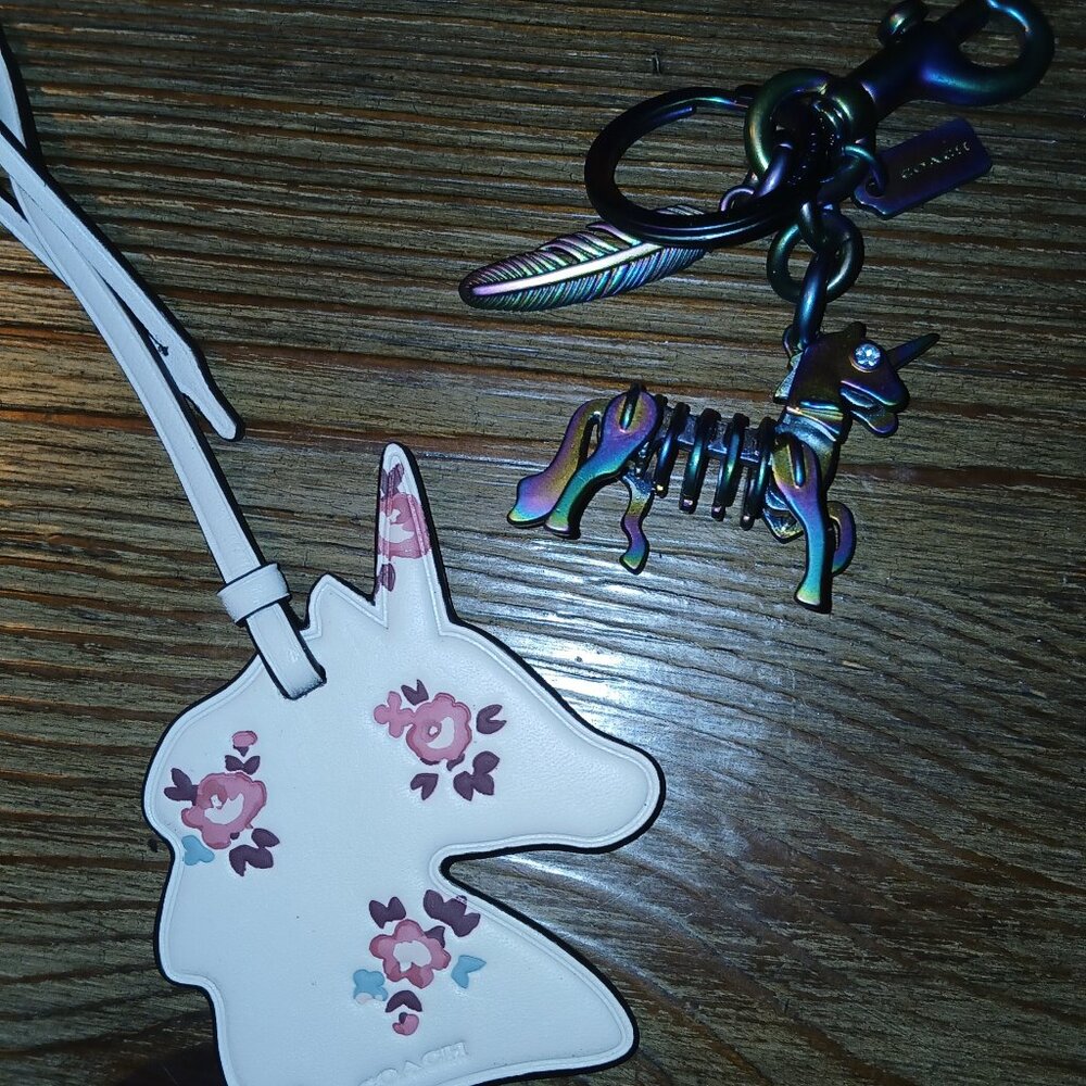 COACH Unicorn Bag Tag and Bag Charm and Keychain (2)